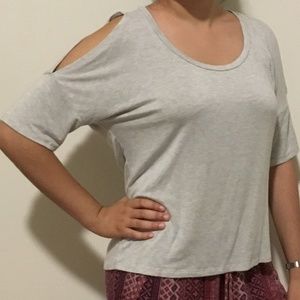 Stripped Grey Cold Shoulder Shirt
